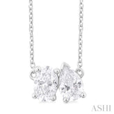 1 ctw Toi Et Moi Oval and Pear Cut Diamond Necklace in 14K White Gold